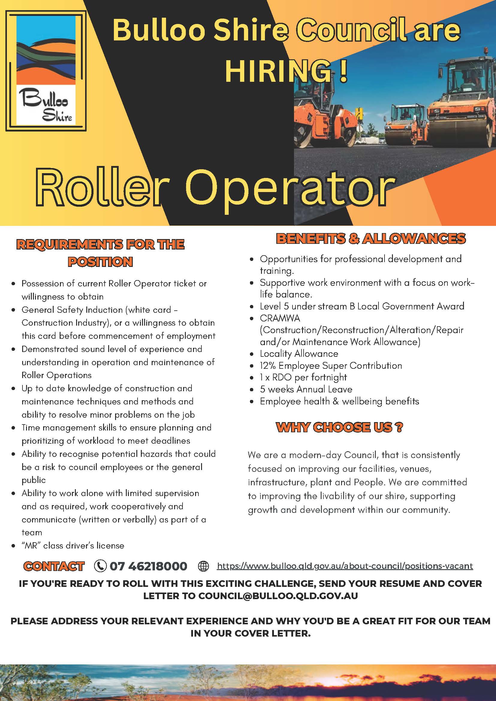 Roller Operators Job in Queensland (QLD), Construction / Maintenance